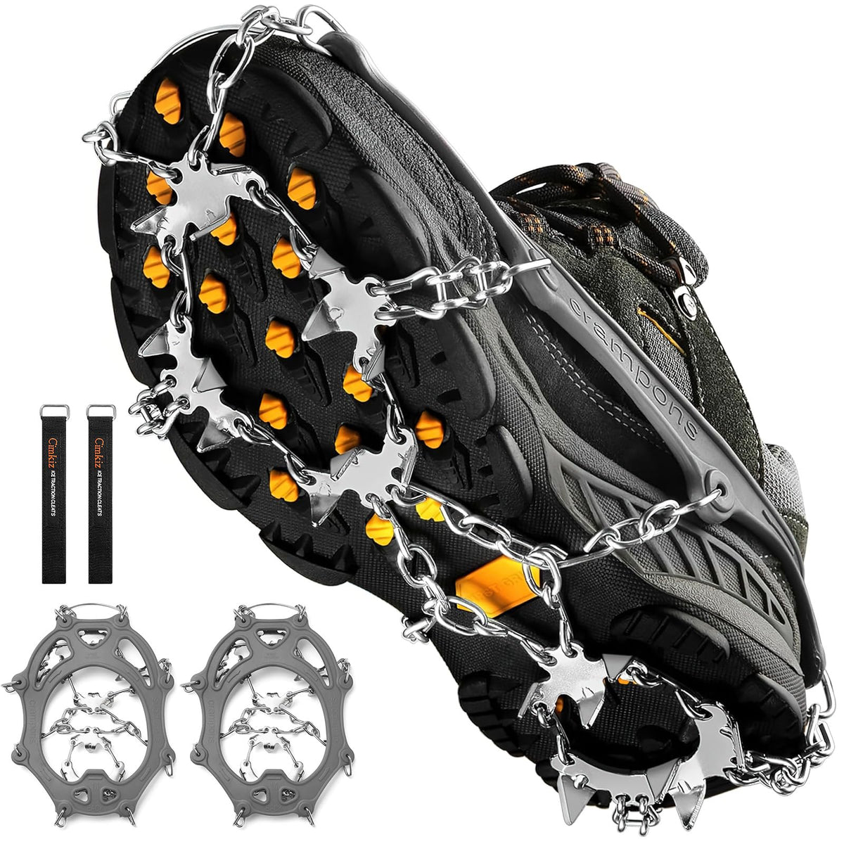 NMshop Ice Cleats with 19 Stainless Steel Spikes