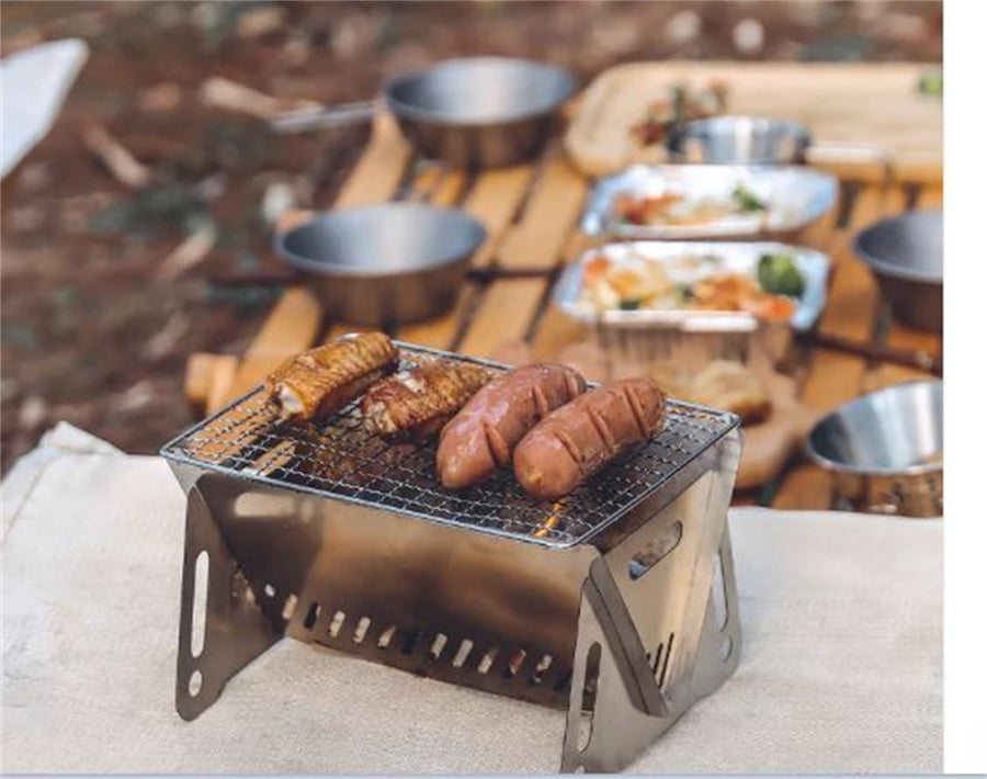 Parrilla plegable de acero inoxidable para camping