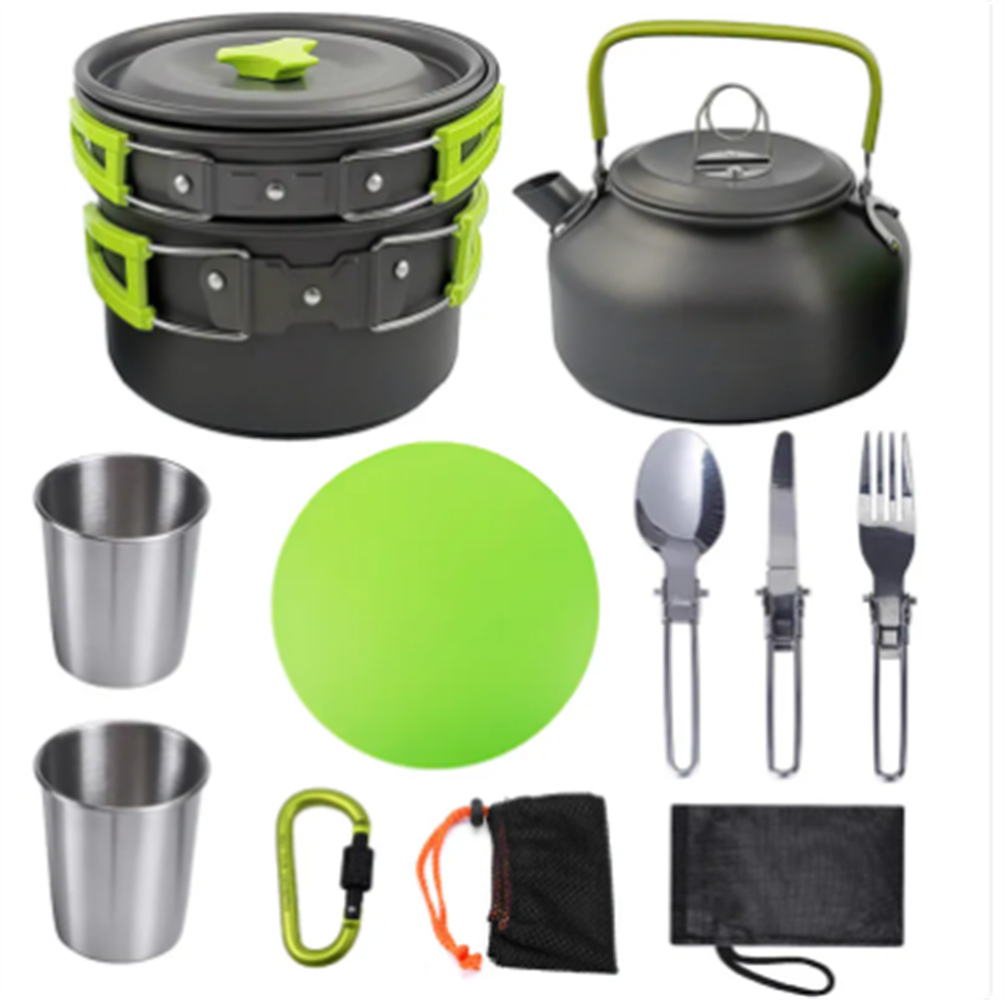 NMshop Camping Cookware Set with Kettle & Cutlery