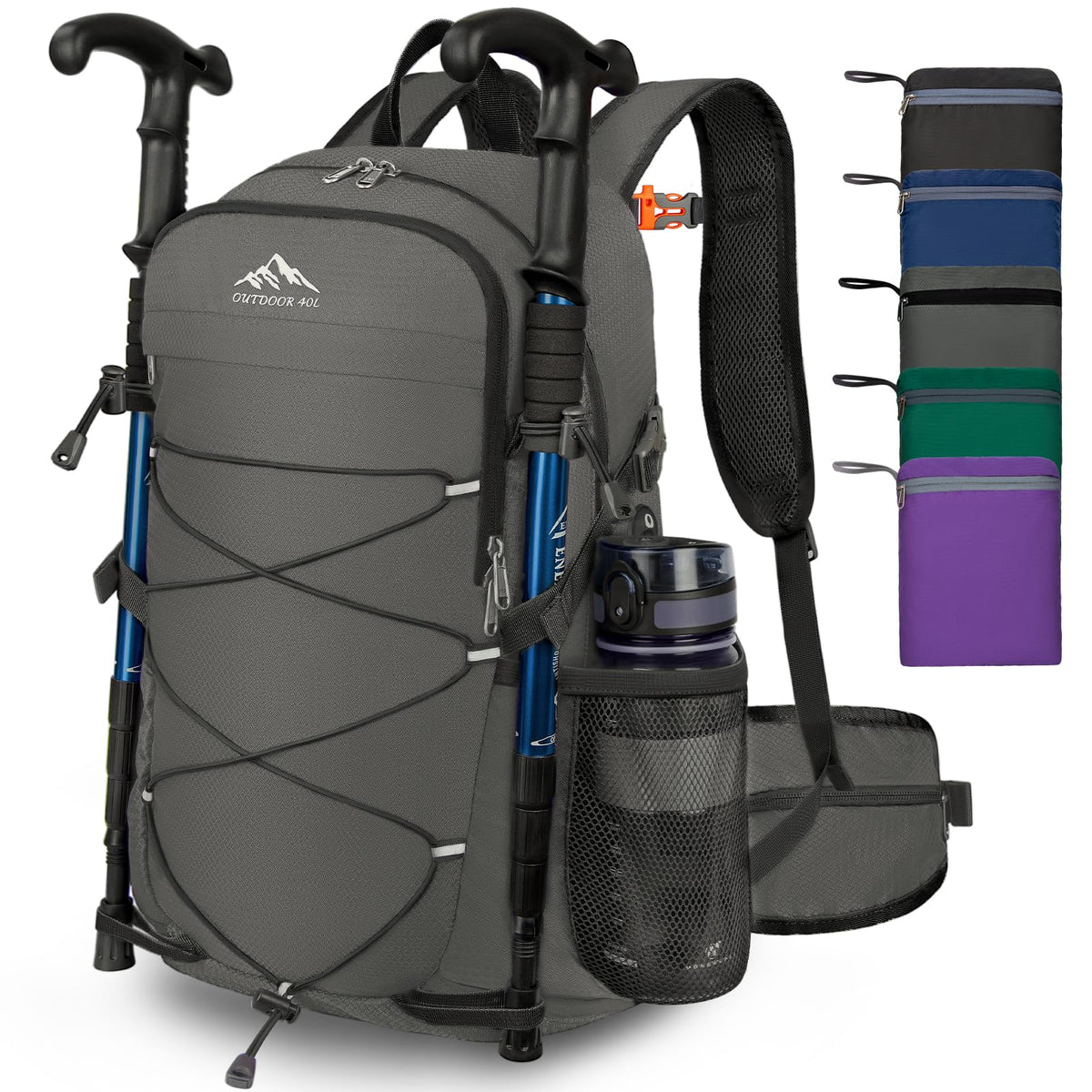 NMshop 40L ultralight packable hiking daypack in gray